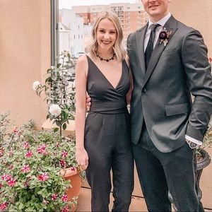 ASOS DESIGN Petite Wrap Front Jumpsuit with Peg Leg and Self Belt size 0P